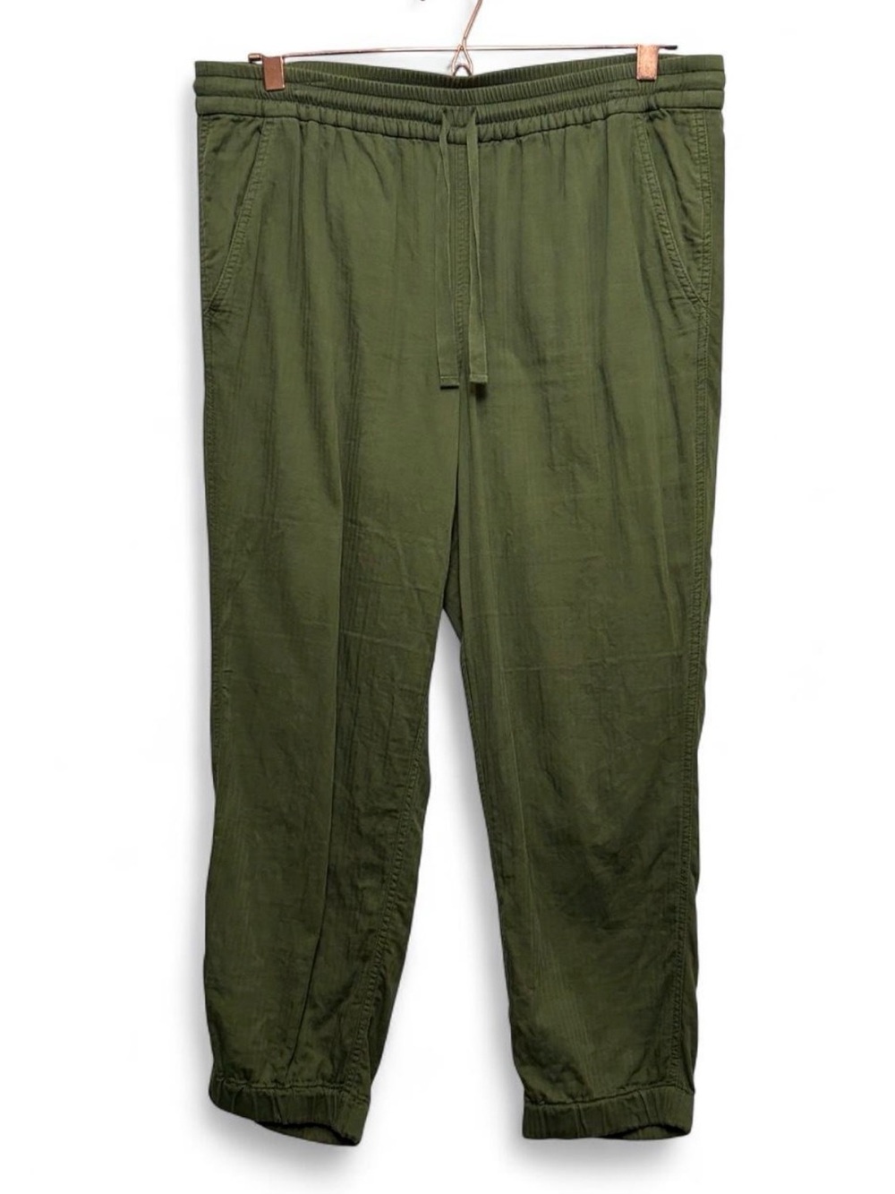 J Crew Point Sur Seaside Pants 10 Deep Moss Green Cotton Herringbone Jogger